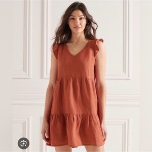 Rust Sleeveless Tiered Dress
